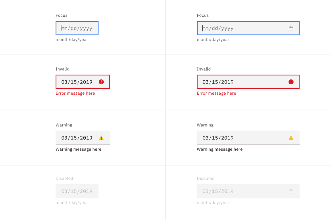 Fixed date picker input states